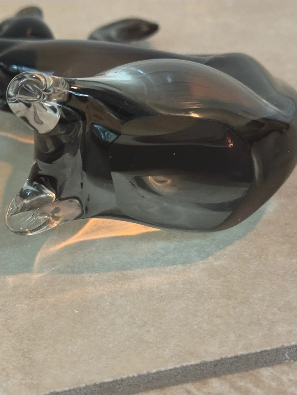 Murano Black and Clear Glass Squirrel Figurine Made In Italy 5.75” tall